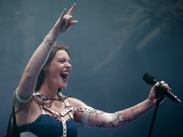 Floor Jansen of the Finnish metal band Nightwish performs on Day One of the Heavy Montréal music festival at Jean-Drapeau Park in Montreal on Saturday, August 6, 2016.