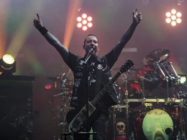 Michael Poulsen of the Danish metal band Volbeat performs on Day Two of the Heavy Montréal music festival at Jean-Drapeau Park in Montreal on Sunday, August 7, 2016.