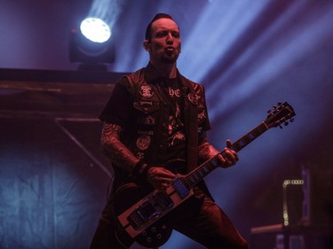 Michael Poulsen of the Danish metal band Volbeat performs on Day Two of the Heavy Montréal music festival at Jean-Drapeau Park in Montreal on Sunday, August 7, 2016.