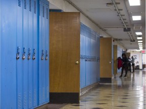 A hallway at Lakeside Academy school in the Montreal borough of Lachine is shown on Friday, April 1. 2016.