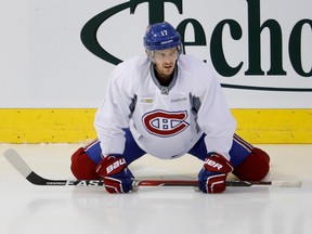 Canadiens center Torrey Mitchell gets in some extra ice time in Montreal on Aug. 17, 2016.