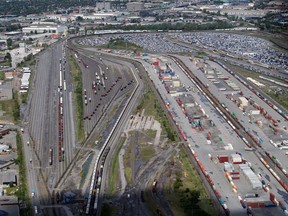 When the Taschereau yard, left and centre, and the St-Luc yard, right, were built, the area wasn't heavily residential.