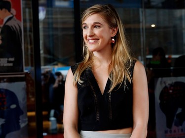 Mylène Mackay, who plays Marguerite, poses on the red carpet outside the Imperial Cinema Thursday, Aug. 25, 2016 for the première of Quebec director André Forcier's Embrasse-moi comme tu m'aimes, the opening film of the Festival des films du monde.