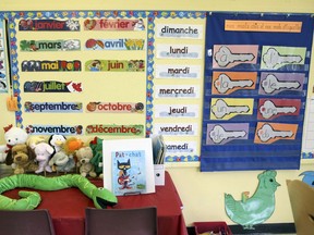 Days of the week and months of the year on the wall of a grade one classroom before the first day of school at Willingdon School in Montreal Tuesday August 30, 2016.