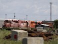 Locomotives sit on a siding at the CP Rail yards in Côte-St-Luc on Friday July 15, 2016.