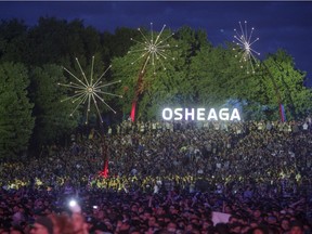 Music fans crowd the hill during the performance by Red Hot Chili Peppers on Day 1 of the Osheaga Music and Arts Festival on Friday, July 29, 2016.