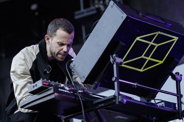 Anthony Gonzalez of the French electronic music group M83 performs on day three of the Osheaga Music Festival at Jean-Drapeau Park in Montreal on Sunday, July 31, 2016.