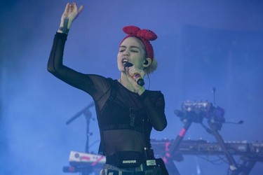 Canadian musician Grimes (Claire Elise Boucher) performs on day three of the Osheaga Music Festival at Jean-Drapeau Park in Montreal on Sunday, July 31, 2016.
