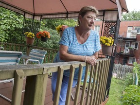 Judy Recine in her backyard in Côte-des-Neiges.