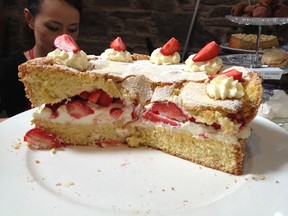 Mrs. Lamb's sponge cake with strawberries at Ballymaloe House, Cork, Ireland. Photo by Lesley Chesterman