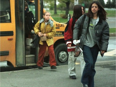 1999: Sleepy Vaudreuil Catholic High School students get off the bus at 7:30 a.m. Pants have gotten quite baggy, again.