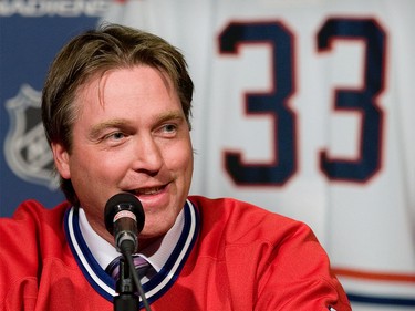 Sept. 11, 2008: Former Montreal Canadiens goaltender Patrick Roy smiles during a press conference in Montreal called to announce the retirement of his sweater and the number 33 during the upcoming season.