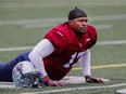 Billy Parker takes part in the Alouettes training camp at Bishop's University in Lennoxville on May 31, 2015.