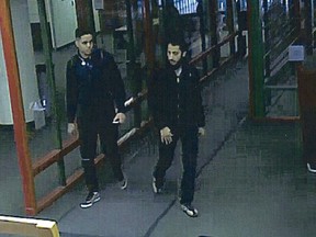 A handout photo of two suspects police believe are responsible for the theft of private student data from Concordia University.