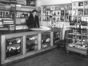 Dorothy Rossetti works behind the counter at Johnny Brown in Montreal in undated photo. Rossetti went on to open her own store, Rossetti de Montréal, where she sold dance shoes and costumes.