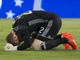 Montreal Impact goalkeeper Eric Kronberg reacts following a goal by Orlando City FC midfielder Kaka during second half MLS action Wednesday, September 7, 2016 in Montreal.