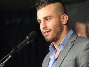 Boxer David Lemieux speaks to the media on Wednesday March 30, 2016.