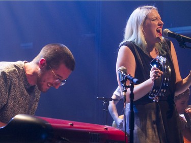 Jean-Vivier Lévesque and Sabrina Halde of the Montreal band Groenland perform at Club Soda as part of the POP Montreal festival, on Thursday, Sept. 22, 2016.