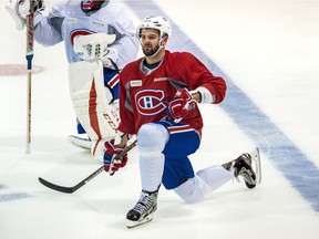 Canadiens forward Alexander Radulov listens to coach's instructions during training camp practice session at the Bell Sports Complex in Brossard on Sept. 23, 2016.