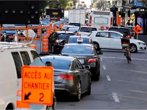 Sherbrooke Street west grinds to a halt during the evening rush hour Tuesday September 6, 2016.