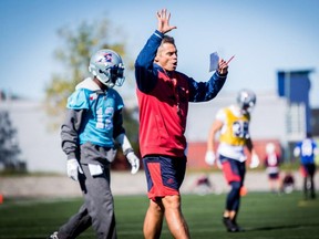 New Alouettes head coach Jacques Chapdelaine runs his first practice on Sunday, Sept. 25, 2016, at Stade Hébert in Montreal.