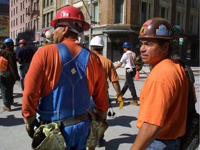 Mohawk ironworkers Chester Goodleaf, left, and Roy Phillips were two who converged on Ground Zero to help comb through the rubble.