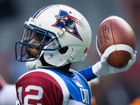Montreal Alouettes' quarterback Rakeem Cato passes against the B.C. Lions during the first half of a CFL football game in Vancouver, B.C., on Friday Sept. 9, 2016.