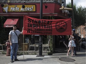 SITT-IWW members staged an occupation of Frite Alors! franchise on Rachel St. E. in Montreal Wednesday August 31, 2016 to protest for improved working conditions.
