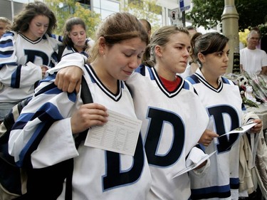 Members of Dawson's women's hockey team were among the first to enter the building on Sept. 18, 2006, when classes resumed, five days after the fatal shooting spree.