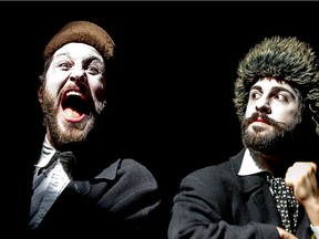 Viktor Lukawski (left) and Adam Paolozza in Dostoyevsky's The Double at Hudson Village Theatre.