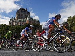 Anthony Roux #108 of Team FDJ cycles during the Grand Prix Cycliste de Québec on Sept. 9, 2016 in Quebec City.