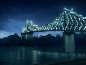 The Jacques Cartier Bridge will reflect changing seasons and the mood of Montrealers, say the creative minds behind the lighting of Montreal's iconic bridge. A model of the bridge's lighting was unveiled to media on Wednesday, September 7, 2016 The $39.5-million project entails installing 2,807 lights (a combination of tubes and projectors) on both the east and west side. The bridge is slated to start lighting up on May 17 next year, the official kickoff of the city's 375th anniversary celebrations. (MOMENT FACTORY)