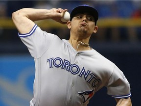 Roberto Osuna of the Toronto Blue Jays pitches during the ninth inning of a game against the Tampa Bay Rays on Sept. 4, 2016, at Tropicana Field in St. Petersburg, Fla.