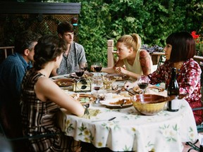 "They're beautiful actors, truly wonderful, and so we just got closer and closer, tighter and tighter," says Xavier Dolan, describing the making of his film, Juste la fin du monde. In this scene: Vincent Cassel and Marion Cotillard (with backs turned), and from left, Gaspard Ulliel, Léa Seydoux and Nathalie Baye.