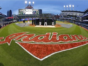 A small group of Cleveland Indians participate in an optional team workout at Progressive Field, Monday, Oct. 31, 2016 in preparation for baseball's upcoming World Series Game 6 against the Chicago Cubs Tuesday night in Cleveland.