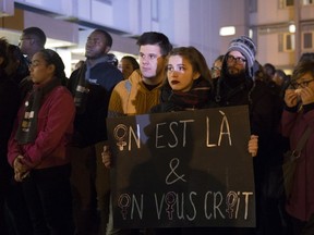 A vigil for the victims of sexual aggressions is held at Université Laval University Wednesday, October 19, 2016 in Quebec City.