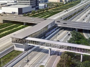 Artist's rendition of part of the proposed REM network, a 67-kilometre electric, driverless train system linking Montreal's Gare Central to the West Island, Trudeau Airport,  the North Shore and South Shore. The $5.5-billion project by CDPQ Infra, a subsidiary of the Caisse de dépôt et placement du Québec, would run 20 hours a day, seven days a week and would link to Montreal's metro system at several points.