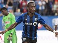 Montreal Impact's Didier Drogba celebrates after scoring against the Philadelphia Union in July. The Impact practised on Monday afternoon and once again Drogba didn't take part.