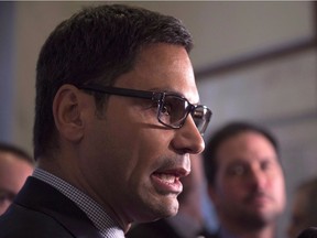 Gerry Sklavounos speaks to media at the legislature in Quebec City on April 5, 2016.