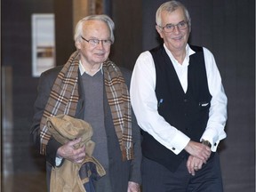 Former Liberal organizer Jacques Corriveau, left, and his lawyer, Gerald Souliere, arrive at the Montreal courthouse, Oct. 25, 2016.