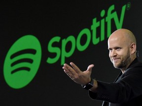 Montreal acts including How Sad and TOPS have scored surprise hits on Spotify, whose CEO, Daniel Ek, is pictured at a Tokyo press conference on Sept. 29, 2016.