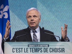 Parti Québécois leadership candidate Jean-François Lisée waves speaks to supporters before hearing the leadership results, at the PQ leadership race results evening, Friday, October 7, 2016 in Lévis. There was no Lisée-mania apparent in the results of the poll conducted a week after the leadership vote by CROP for La Presse, Don Macpherson writes.