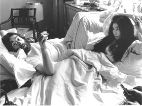 John Lennon and Yoko Ono, duirng their 1969 love-in at the Queen Elizabeth Hotel.