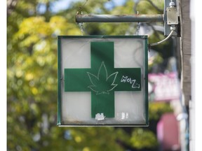 he sign on the exterior of the Montreal Compassion Center medical marijuana dispensary.