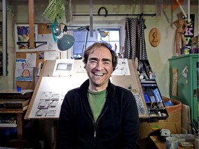 Michel Rabagliati in his home studio in Montreal. He'll be talking at the Pointe-Claire Public Library on Wednesday evening, Oct. 19.