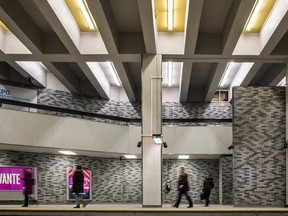The Place-des-Arts platform on Montreal's metro Green Line as seen in 2016.