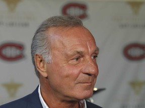Former Canadiens great Guy Lafleur meets the media at the annual Guy Lafleur Awards of Excellence and Merit at the Bell Centre in Montreal on June 7, 2016.