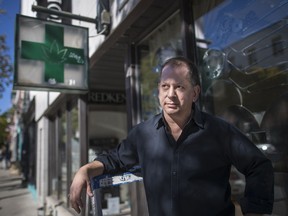 Marc-Boris St-Maurice, founder of Fondation Marijuana, outside the Montreal Compassion Center medical marijuana dispensary.