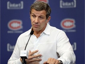 Montreal Canadiens general manager Marc Bergevin speaks to the media after a team practice at the Bell Sports Complexe in Montreal on Tuesday, October 11, 2016.