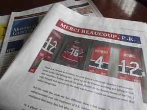 Dr. Charles Kowalski paid for a full-page ad responding to the Montreal Canadiens' trade of P.K. Subban. The ad appeared Oct. 13, 2016.